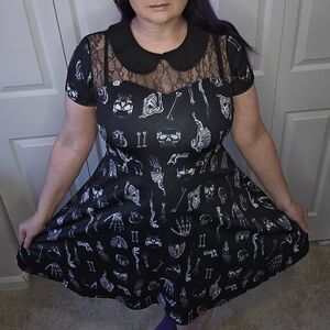 Black and White Skeleton Print Dress L